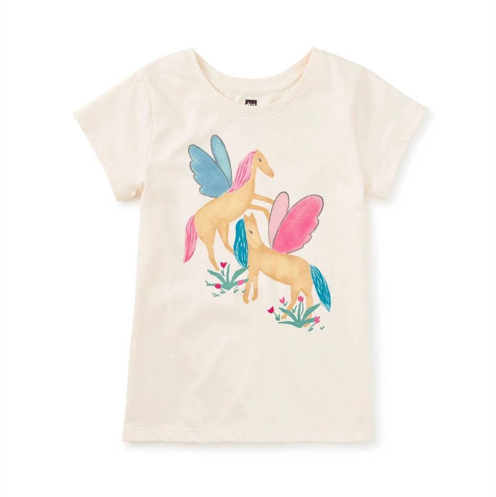 NEW TEA COLLECTION kids winged horses graphic tee in beige
